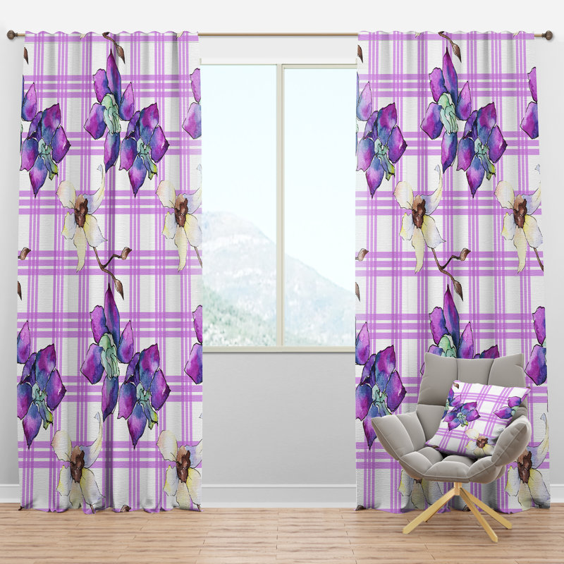 Panneau de rideau simple semi-diaphane avec passe-tringle Mid-Century Botanical VII, l 52 po x L 84 po