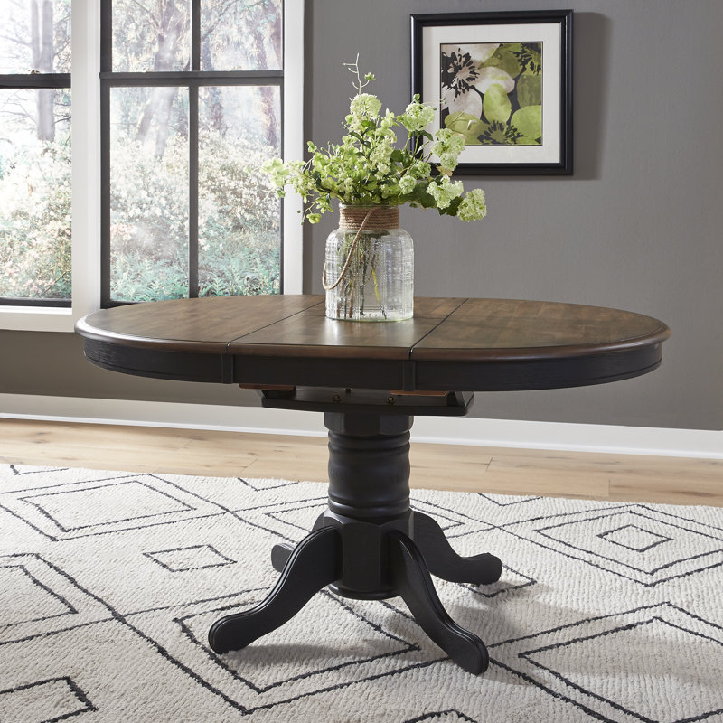 Judique Pedestal Dining Table w/ 15" Leaf, Black