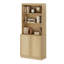 Bibliothèque moderne de 72 po de hauteur avec portes et tablettes réglables, bibliothèque avec armoire de rangement et tablettes ouvertes, bibliothèque en bois pour bureau à domicile, salon-1329509332-1088858786