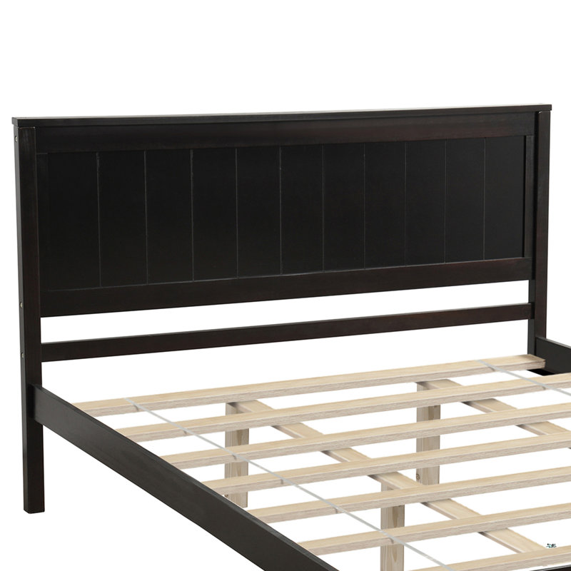 Platform Bed Frame With Headboard, Wood Slat Support, No Box Spring Needed, Queen, Espresso