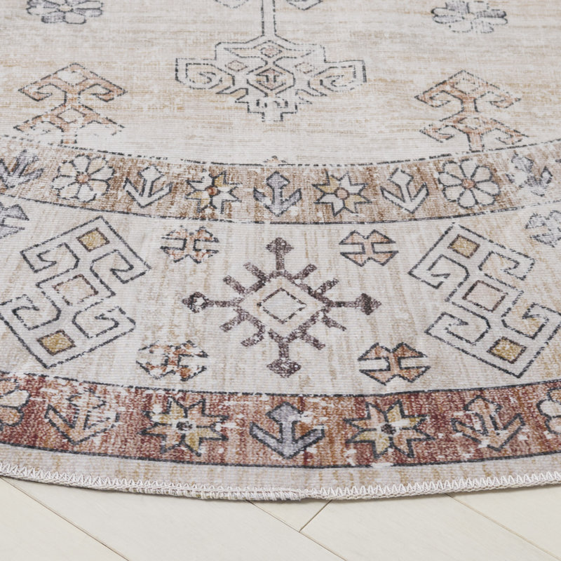 Alyssea Machine Washable Performance Oriental Rug, Round 6'