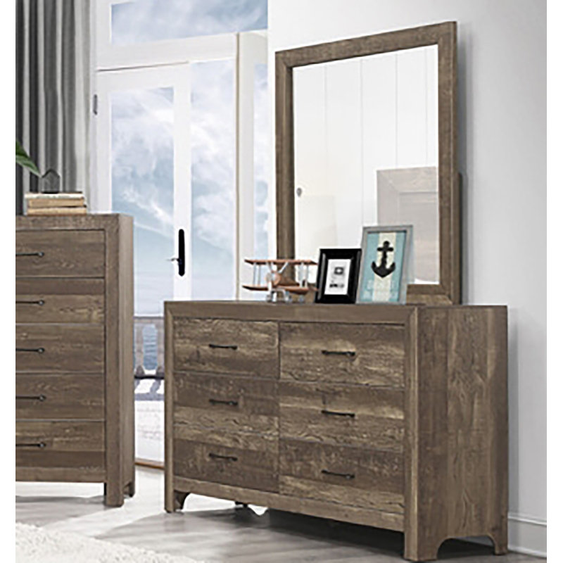 Commode 6 tiroirs avec miroir Ghoyald, Brun