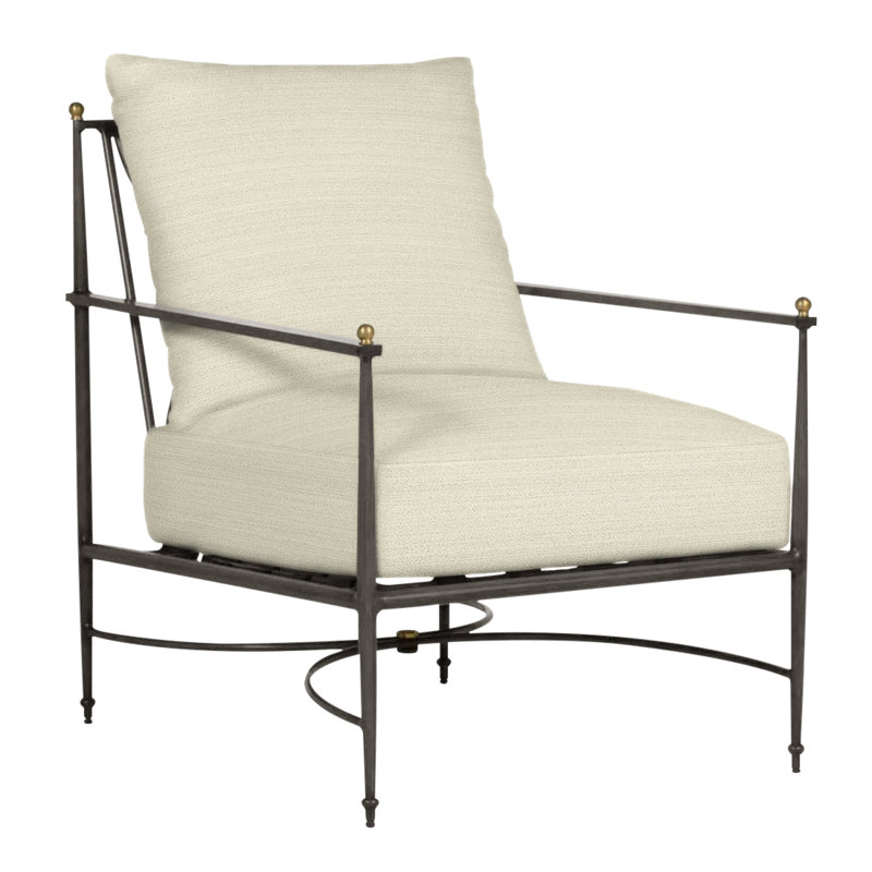 Roma Patio Chair with Cushions, No Welt, Natural White