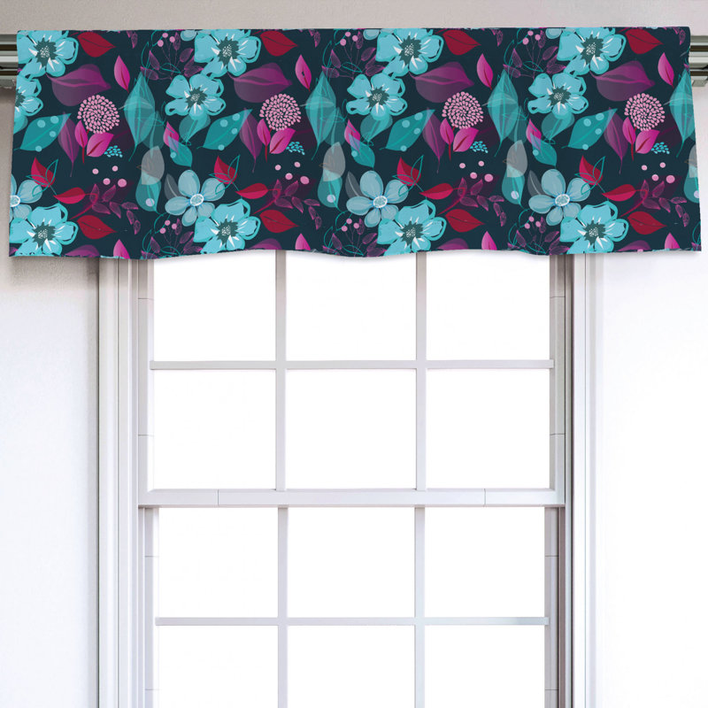 Sateen Floral Ruffled Window Valance