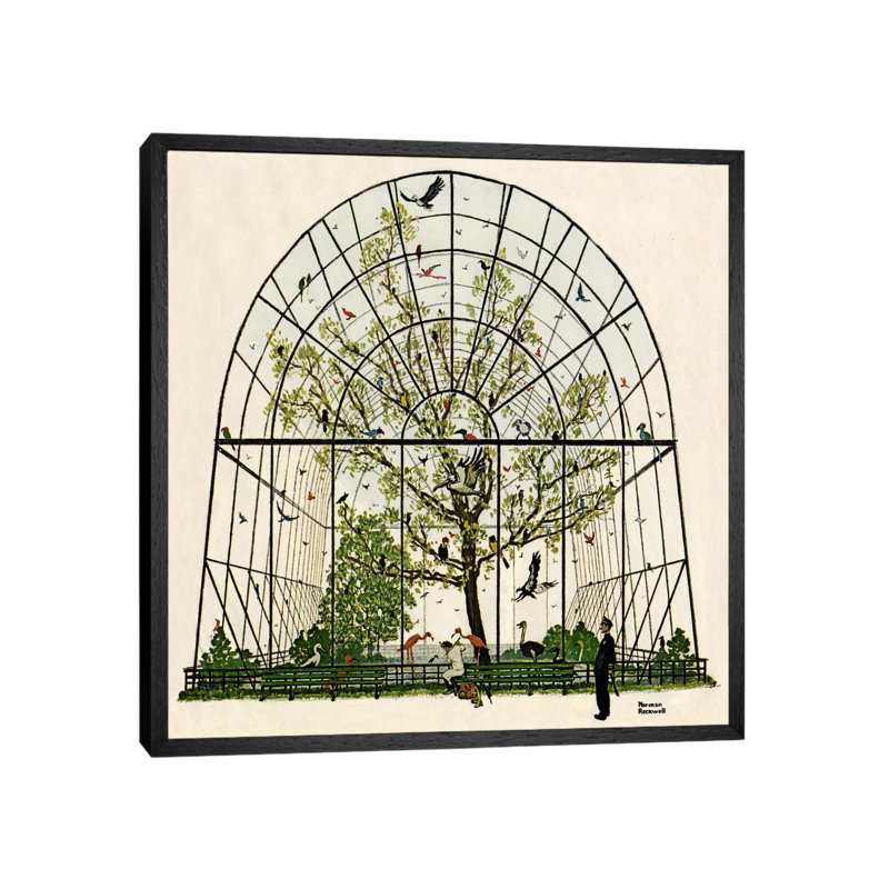 The Aviary by Norman Rockwell - 1 Piece Floater Frame Painting on Canvas, 66.04 cm H x 66.04 cm W, Black