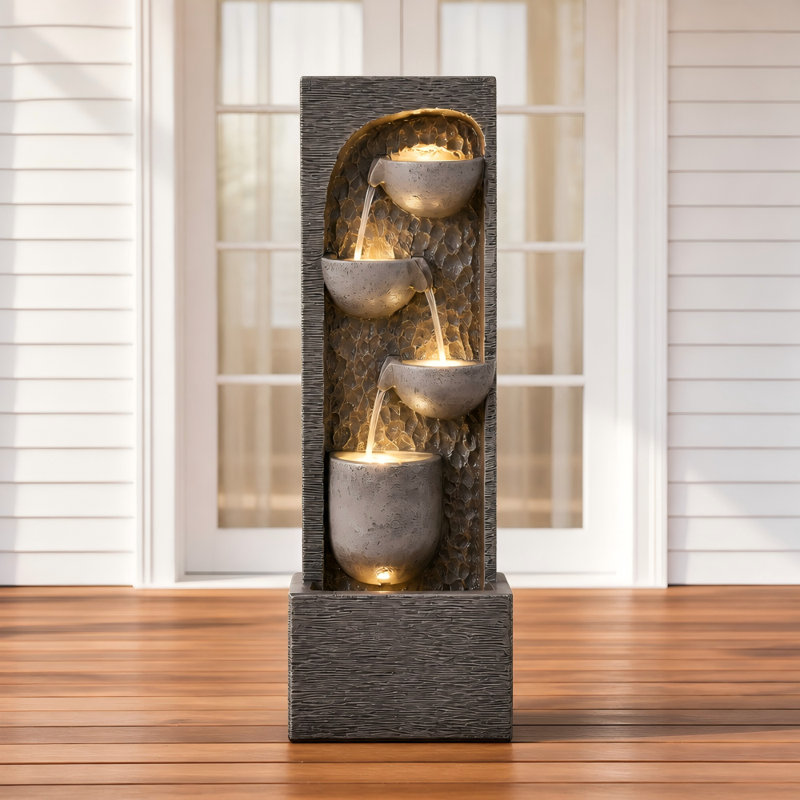 Fontaine d'intérieur/extérieur à 3 niveaux en cascade de 99 cm (39 po) résistante aux intempéries avec éclairage DEL