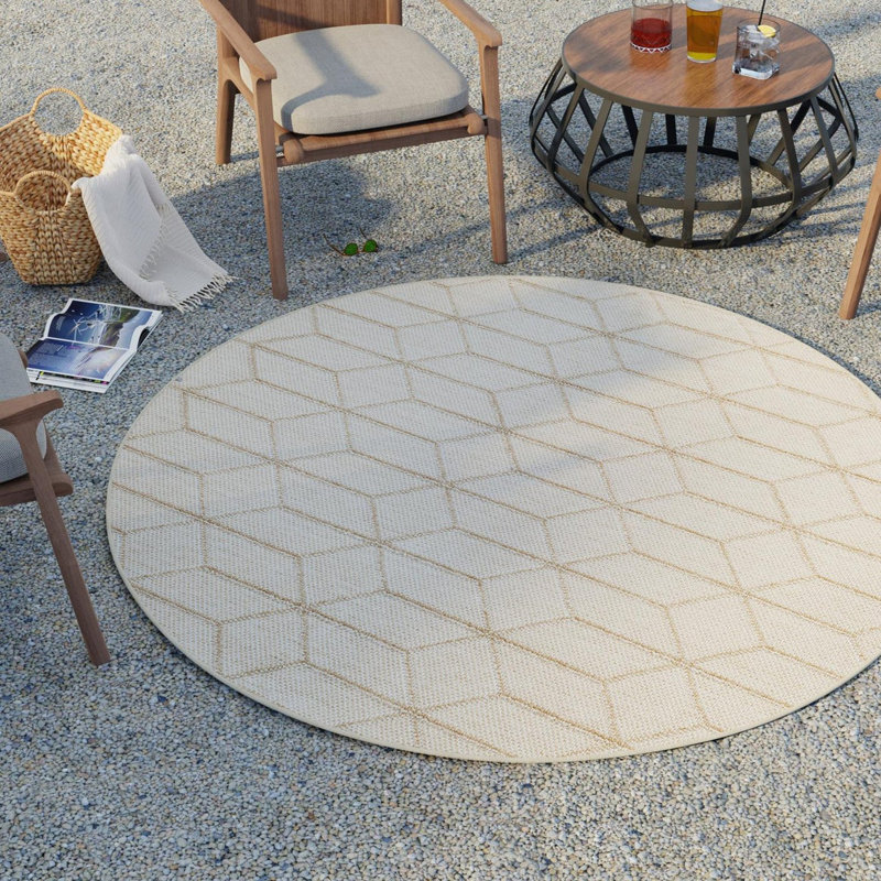 Indoor/Outdoor Trellis Area Rug, Round 5'3"
