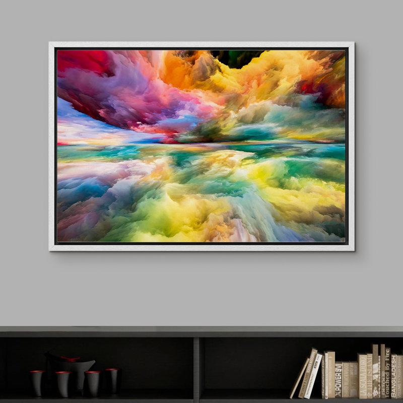 «Vivid Colorful Abstract Storm Clouds Bright Vibrant Modern Art» sur, Blanc, H 24 po x l 36 po