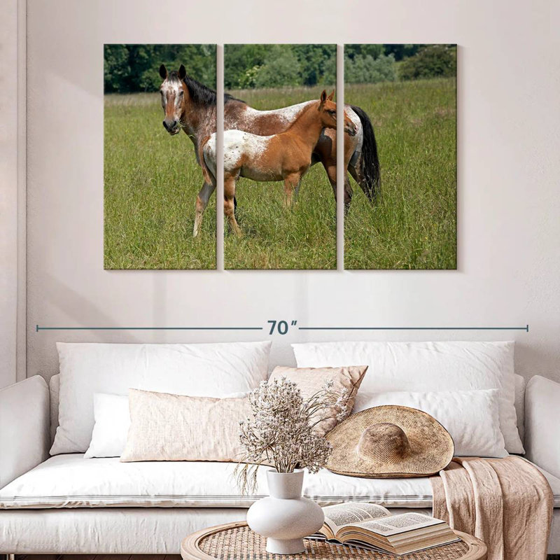 Bramalo Appaloosa, cheval et poulain, H 32 po x l 50 po