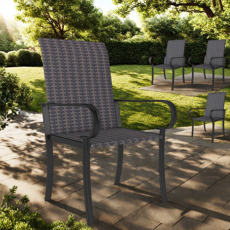 Chaises de salle à manger de confort de patio, fauteuils modernes en rotin d'acier pour la maison