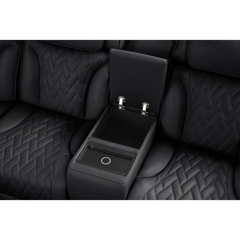 Canapé modulaire Skaline inclinable noir, Cuir noir