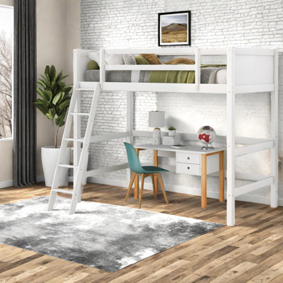 Space-saving Modern Wood Twin Loft Bed For Family Use