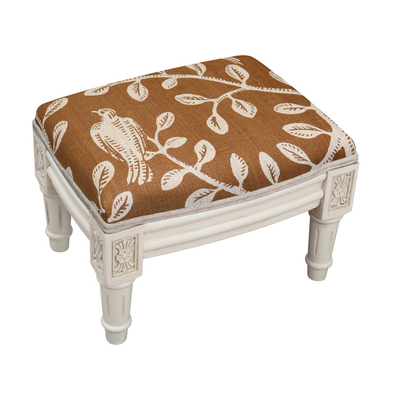 Lytchett Upholstered Ottoman, White, Caramel
