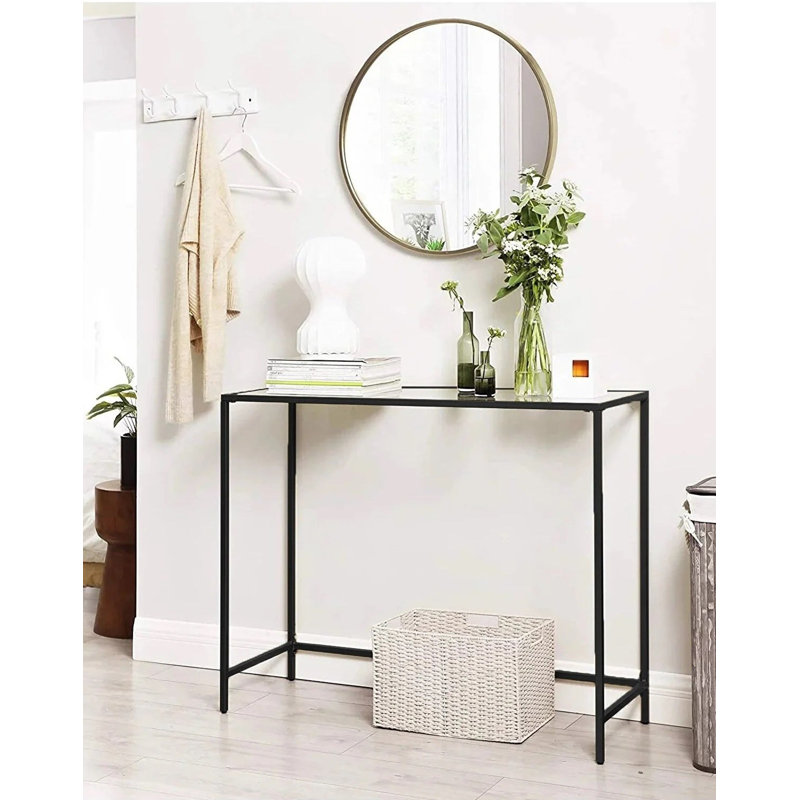100cm Glass Top Console Table, Black