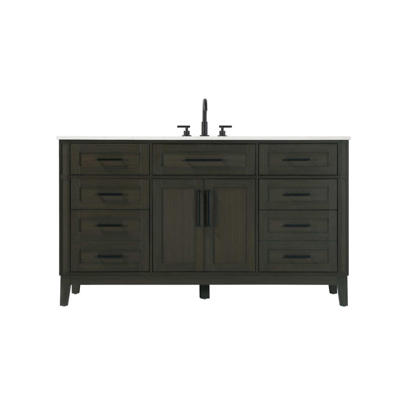 Meuble-lavabo simple 60 po brun moka, 60", Brun moka
