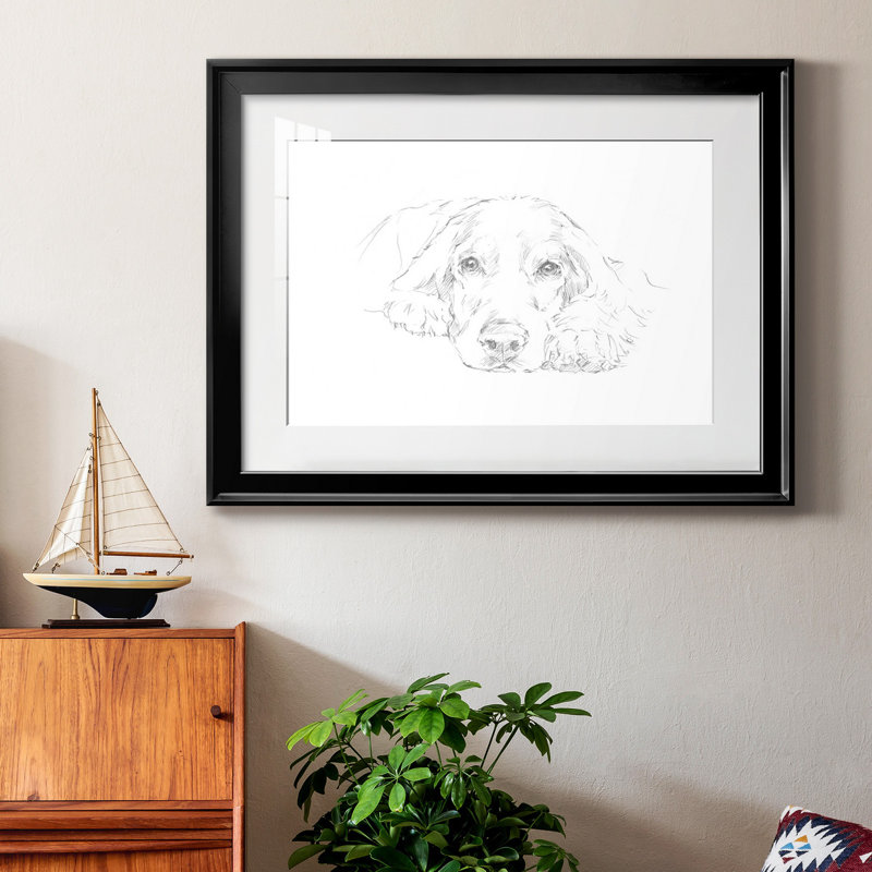 Lazy Dog II, Papier avec cadre noir, H 22,5 po x l 30,5 po x P 1 po, Blanc