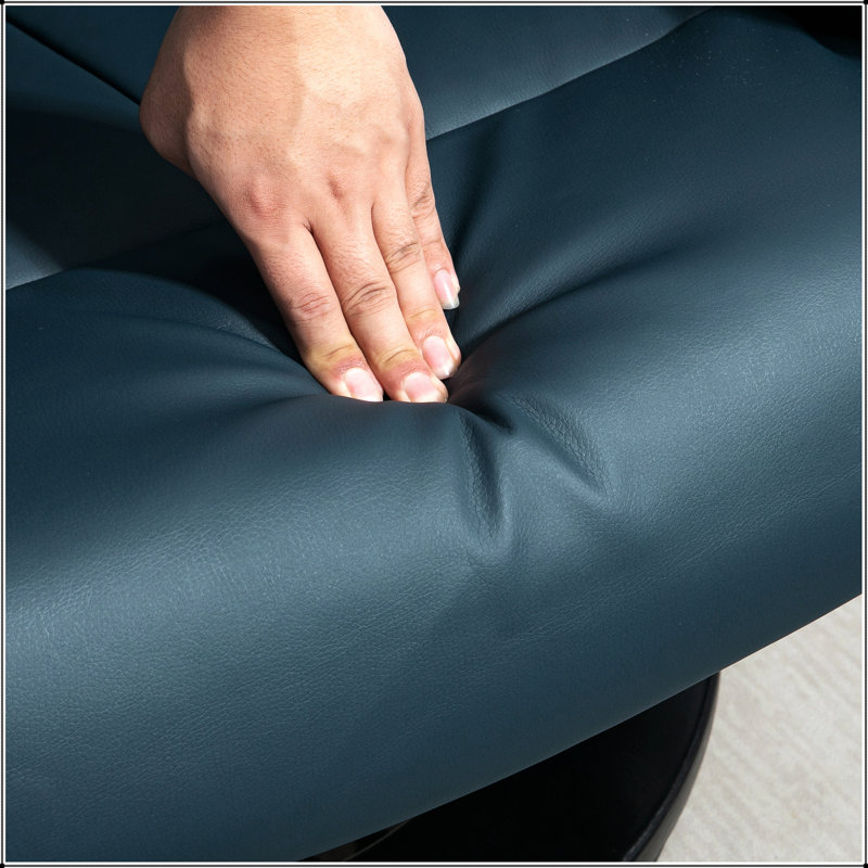Fauteuil inclinable de massage avec repose-pieds pivotant sur 360 °, Cuir bleu