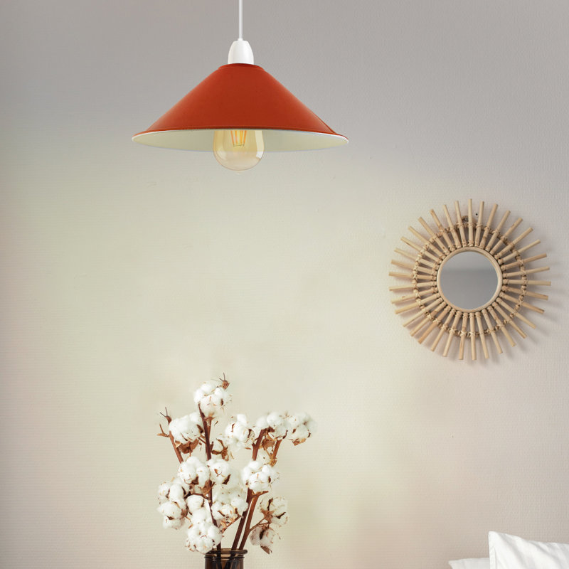 Veltri 10cm H Metal Cone Shape Pendant Shade ( Uno ), Orange