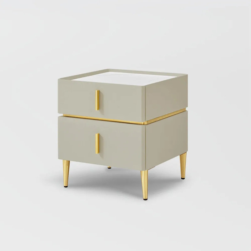 Table de chevet minimaliste moderne 15,75 po avec 2 tiroirs