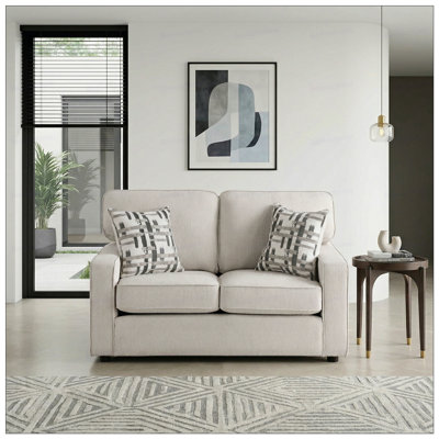 Modern Chenille Upholstered Loveseat w Decorative Pillows Comfortable Plywood Frame Living Room Furniture 2-Seater Couch