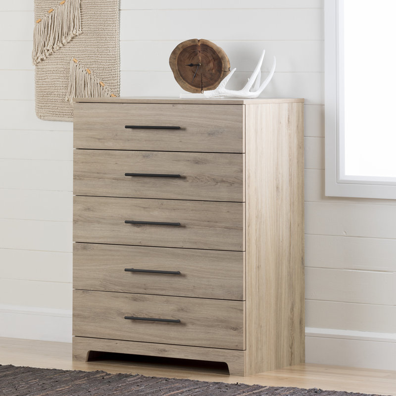Commode 5 tiroirs Primo, Chêne rustique