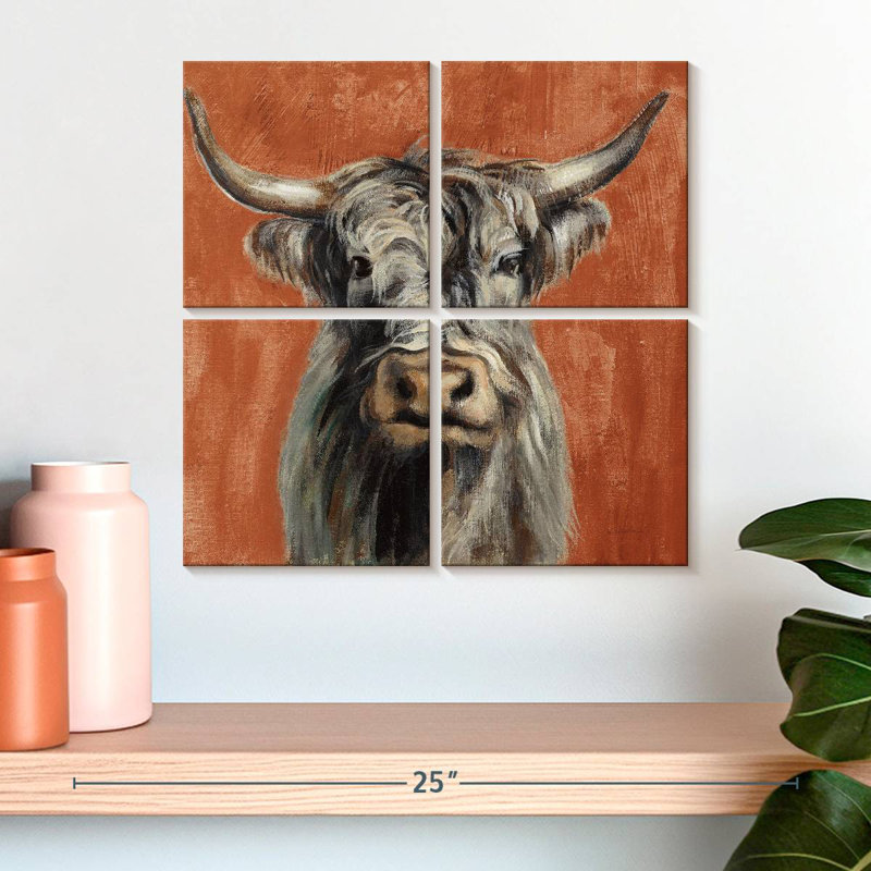 Brampt Highland Cow sur terre cuite, H 18 po x l 18 po