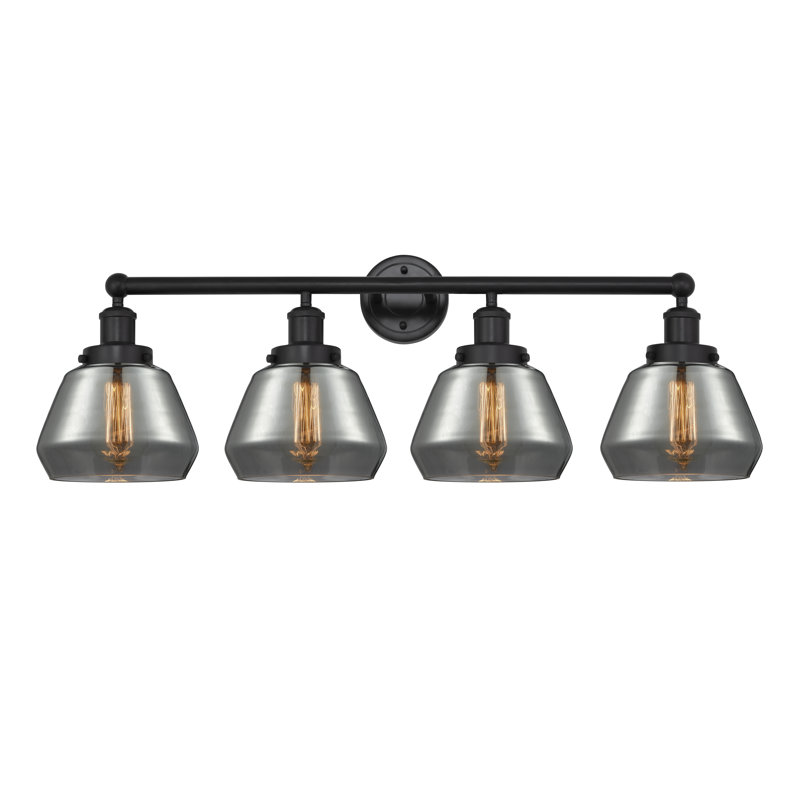 Éclairage de salle de bain 4 lumières à intensité variable Rivka, Noir mat, Plaqué couleur fumée
