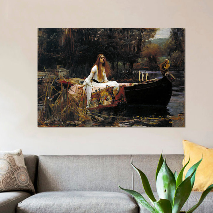 The Lady Of Shalott by John William Waterhouse - Painting on Canvas, 30.48 cm H x 45.72 cm W, No Frame