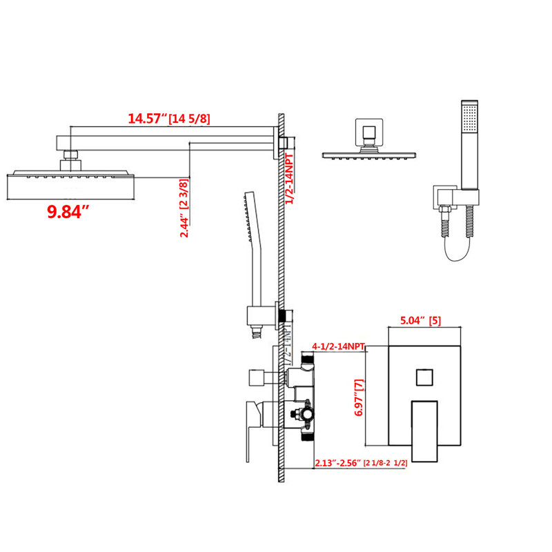 Complete Shower System with Rough in-Valve, Brushed Nickel
