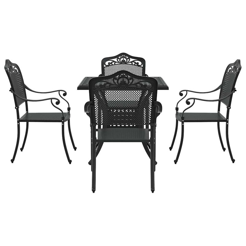 4 - Person Patio Dining Set Square Table, Black