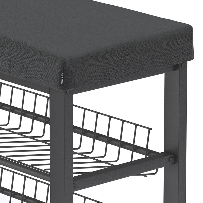 8 Pair Shoe Storage Bench, Black