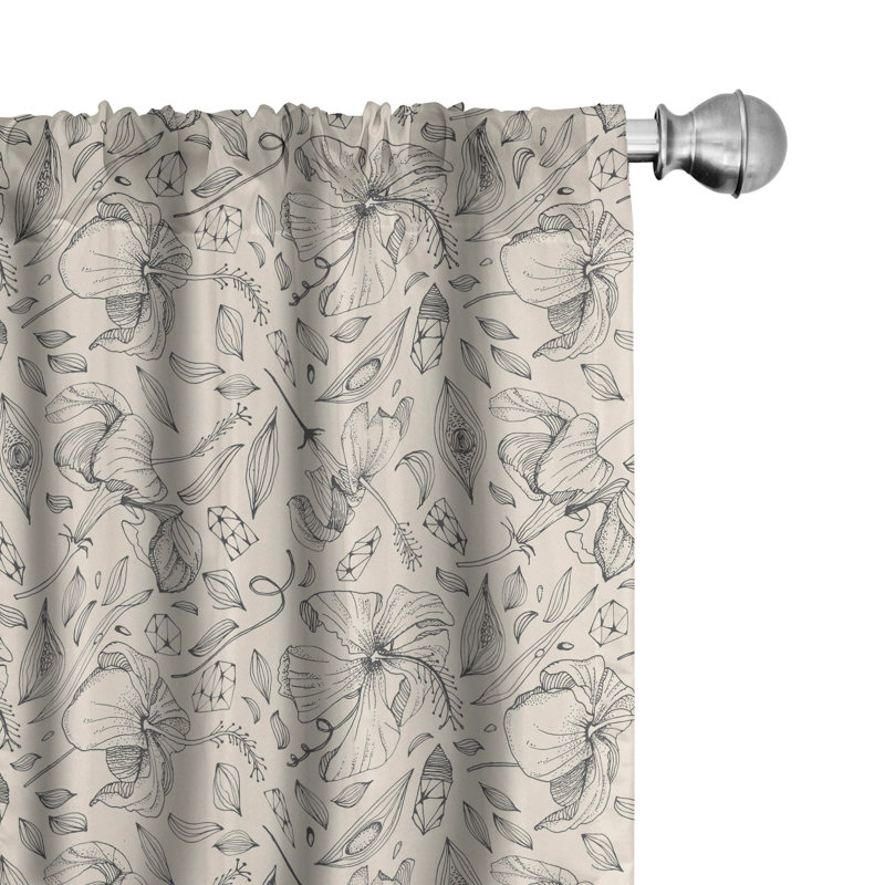 Floral Semi-Sheer Rod Pocket Sliding Panel, 28" x 95"