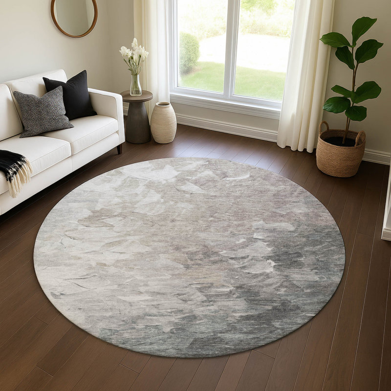 Premium Machine Washable Slesnick AMF1674 Abstract Rug, Round 8'