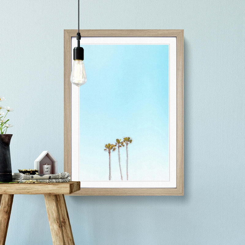 Summer Palm Trees - Framed Print, 48cm H x 36cm W x 2cm D, Oak Framed