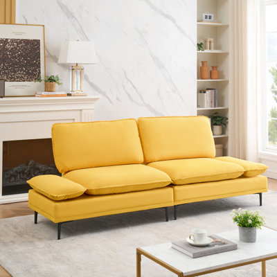 Yellow 89 Inch, For Home Office And Apartment Use, Easy Assembly, Stain- Interior, 2, Solid Wood + Artificial Board, 32.88 Inch High, Sponge Filled Back 30.15 Wide,