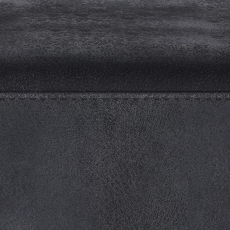 Milltown Distressed Black Faux Leather Contemporary Footstool Ottoman