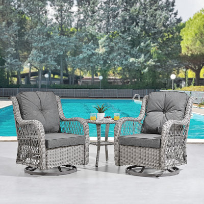 Carolin Polyethylene (PE) Wicker 2 - Person Seating Group with Cushions
