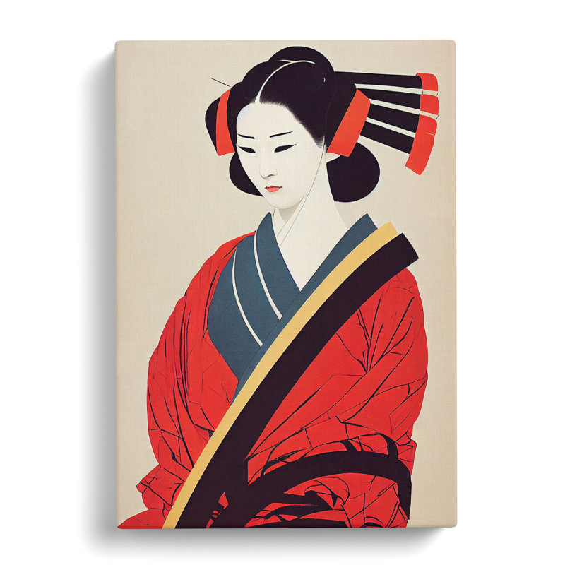XV1022-4717X Traditional Geisha No.1 - Print, Wrapped Canvas, 50cm H x 35cm W, No Matte