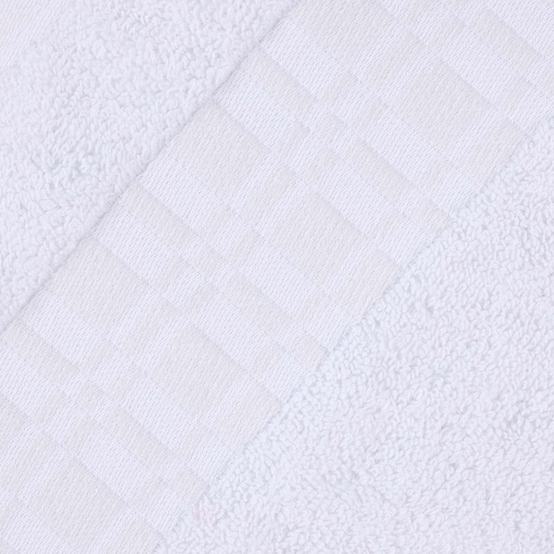 Mikira Larissa Cotton Medium Weight Geometric Border 6 Piece Assorted Towel Set, White