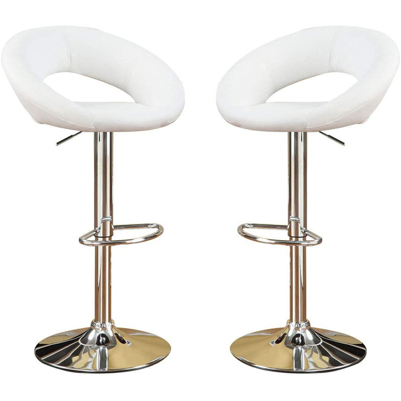 Ensemble de 2 chaises à hauteur réglable en similicuir, Blanc