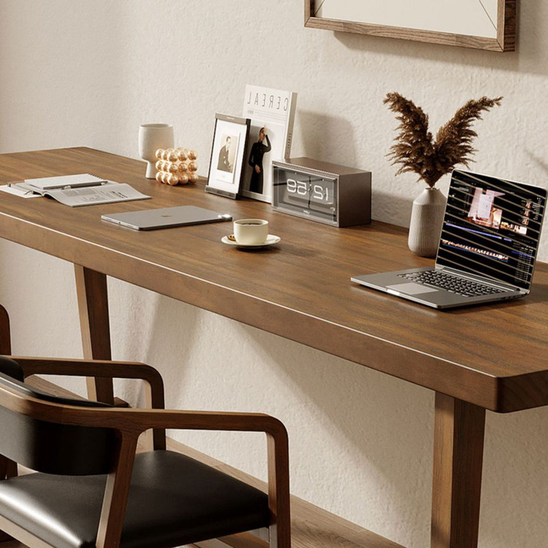 Bureau d'écriture rectangulaire en bois massif noyer, H 29,53 po x l 62,99 po x P 23,62 po