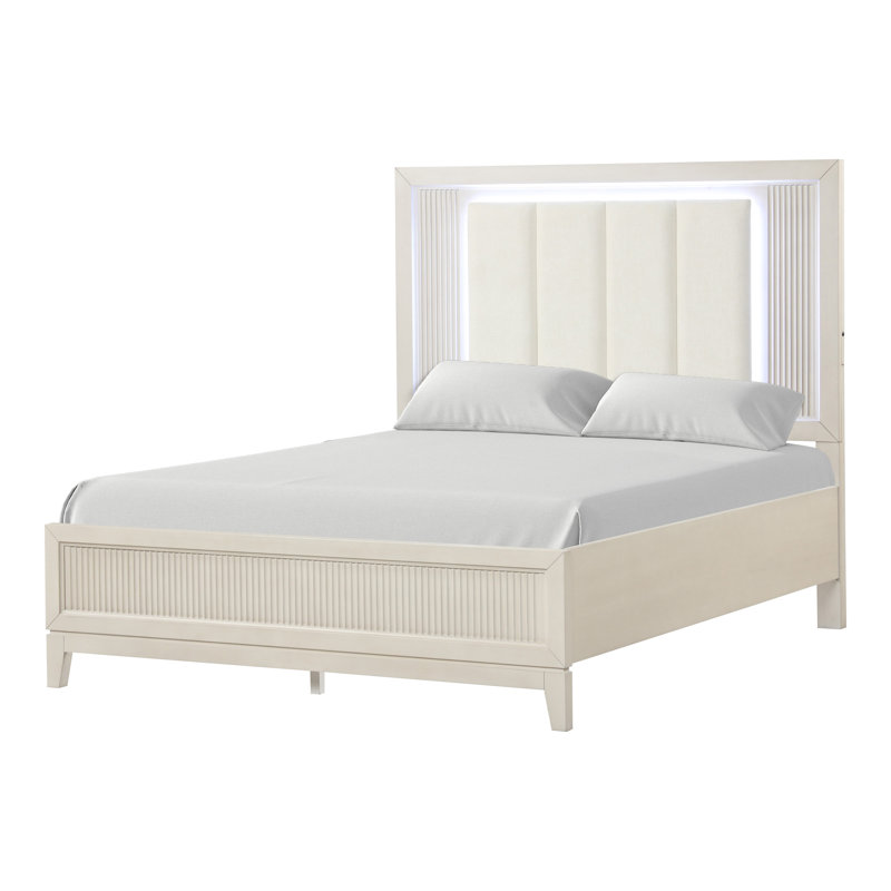 Ensemble de chambre à coucher Dalontae Groseiller, 6 Pcs: Bed, 2 Nightstand, Dresser, Mirror, Chest, Très grand