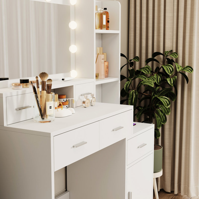 Spacieuse coiffeuse avec tiroir et options de tiroirs fonctionnels pour le maquillage