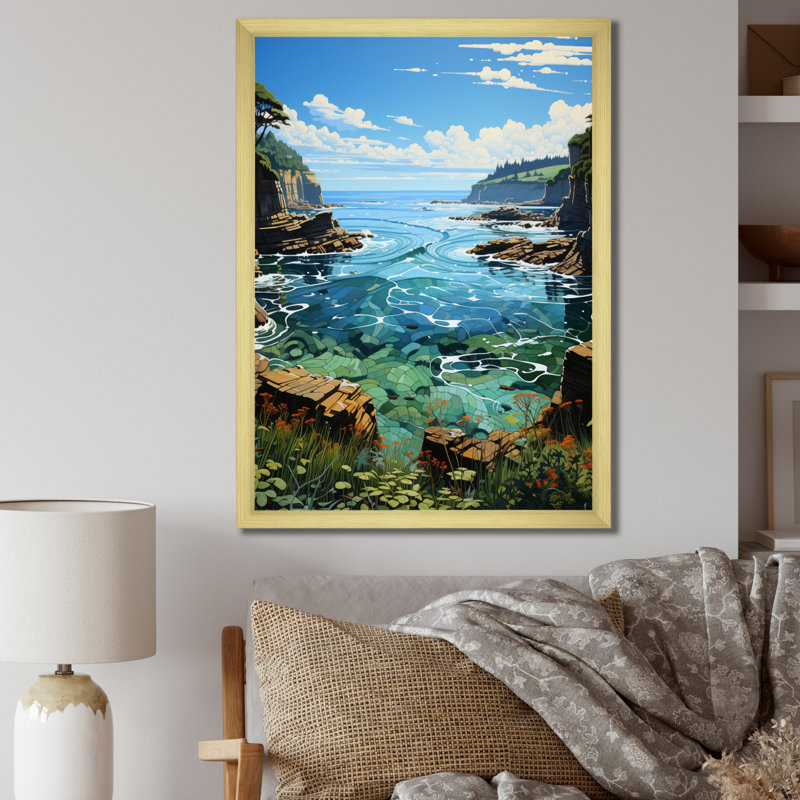 Marine Symphonie pastorale I - animaux, art mural, salon, H 32 po x l 24 po x P 1 po, Encadrement doré