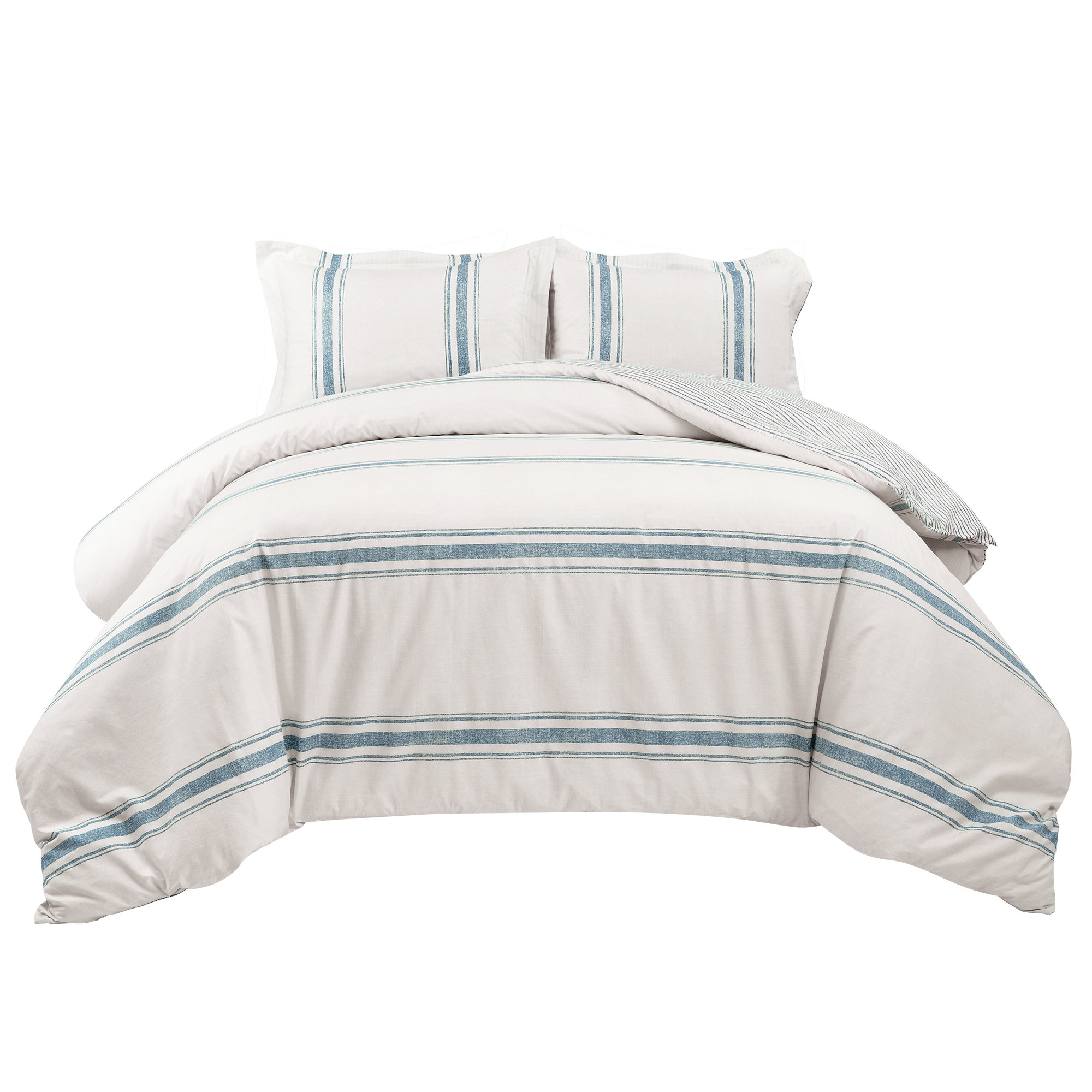 Gilroy Cotton Comforter Set, Blue, King Comforter + 2 Pillow Shams