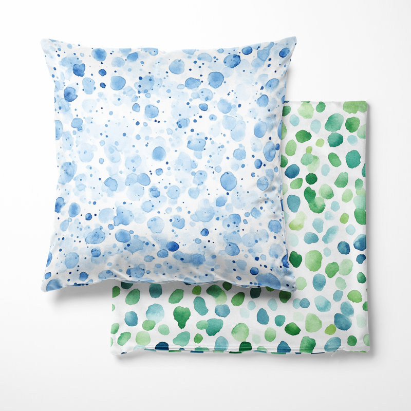 Coussin décoratif abstrait à motif abstrait bleu à motif abstrait océan 2 pièces, H 16 po x l 16 po