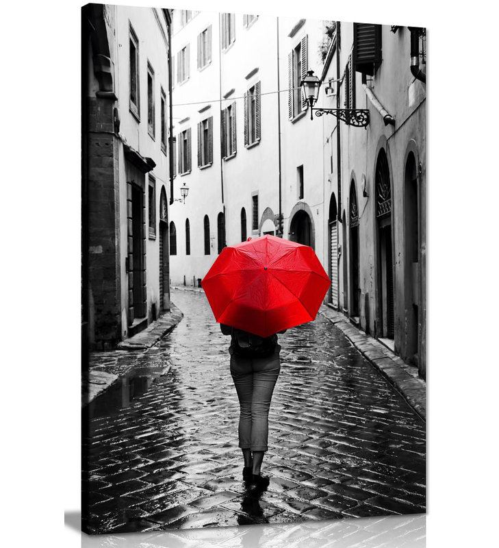 Woman With Umbrella - Wrapped Canvas Print, 76cm H x 51cm W