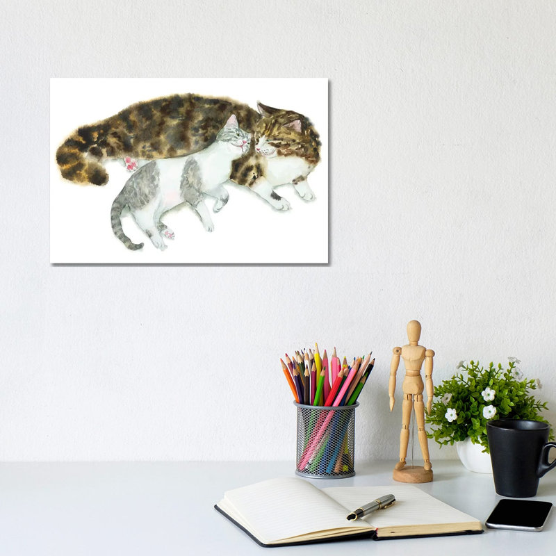 Cat Couple II 1 Piece Wrapped Canvas Painting, 20.32 cm H x 30.48 cm W