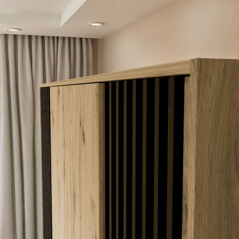 Aberham 4 Door Wardrobe, Artisan oak/Black