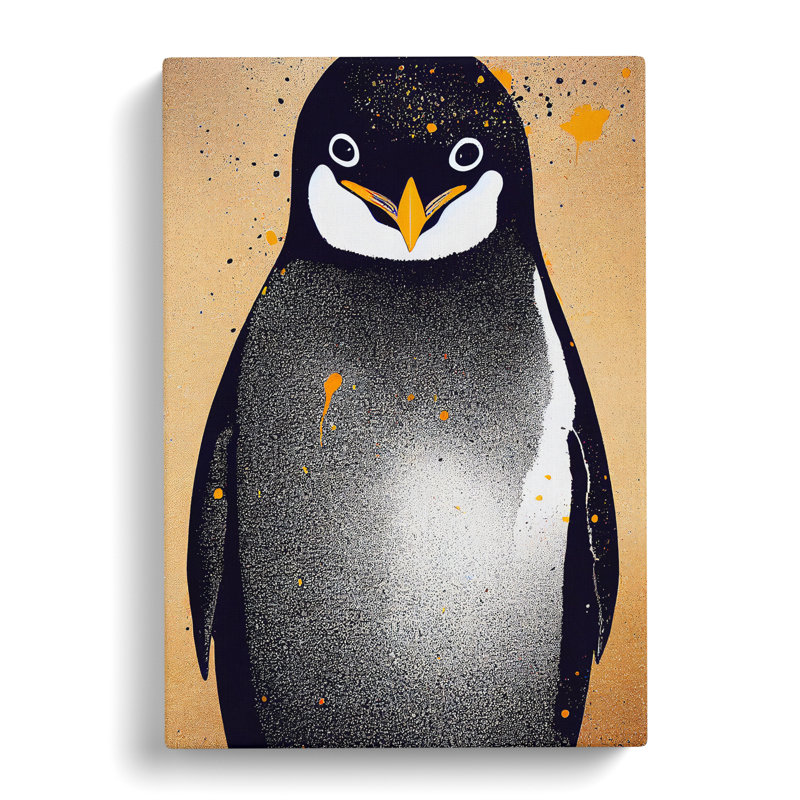 Penguin Graffiti No.1 - Wall Art, Wrapped Canvas, 76cm H x 50cm W, No Matte
